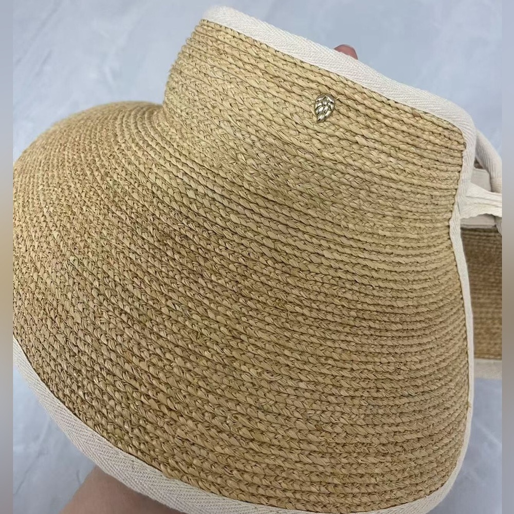 Helen Kaminski Natural Straw Visor with Cream Trim - Picture 2 of 6